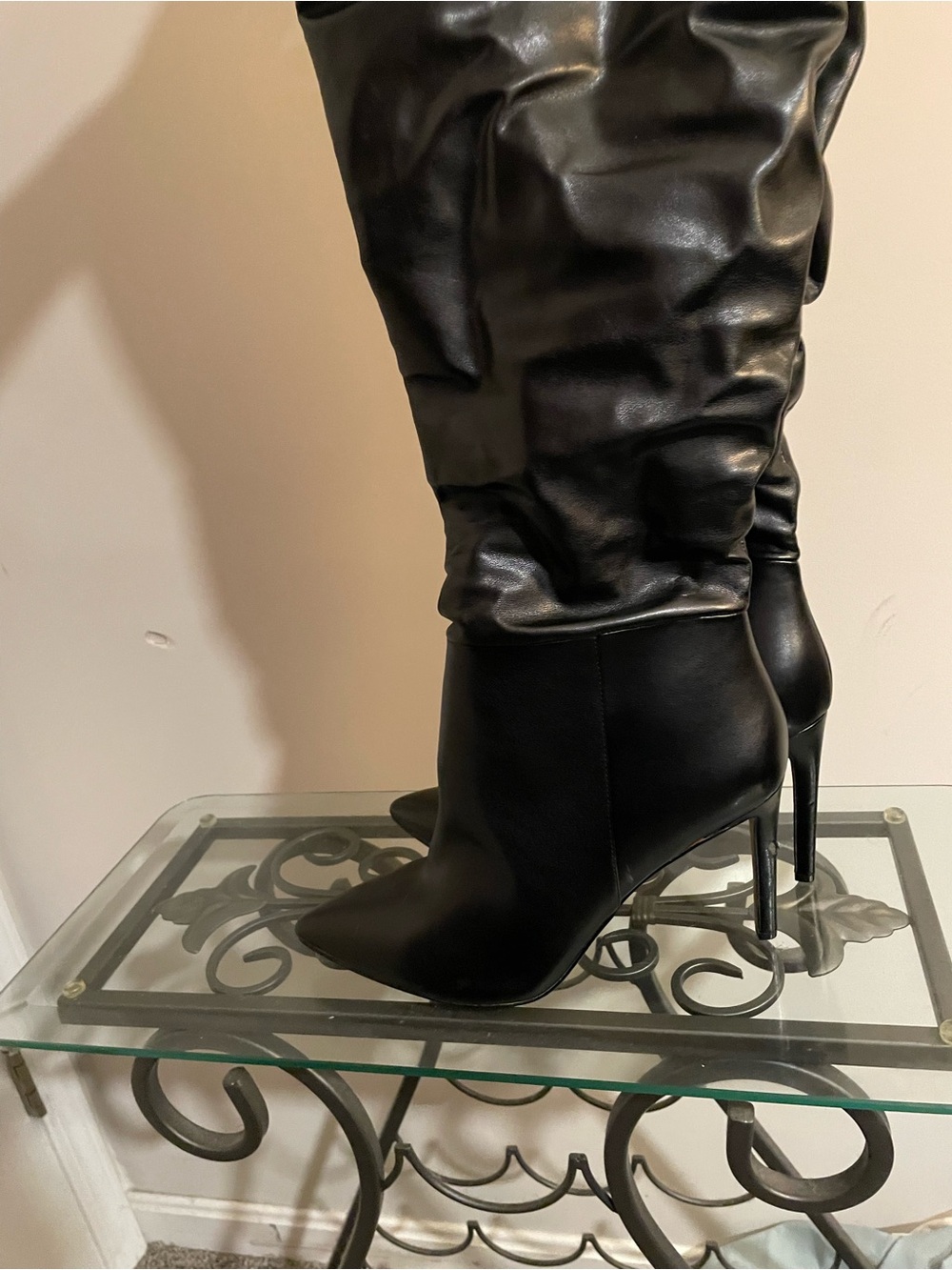 INC Black High-Heel slouch Boot Women's Stiletto Boots 12